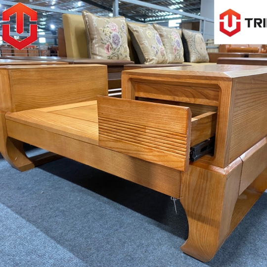 SOFA 2 VĂNG CHÂN CHOÃI SỒI MÀU LAU HƯƠNG - VẾ TRÁI
