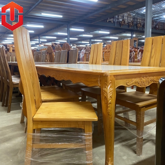 BÀN ĂN SỒI MẶT ĐÁ CHÂN LUY 6 GHẾ