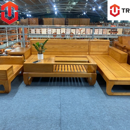 SOFA GÓC CHÂN CHOÃI SỒI MÀU LAU HƯƠNG - VẾ PHẢI