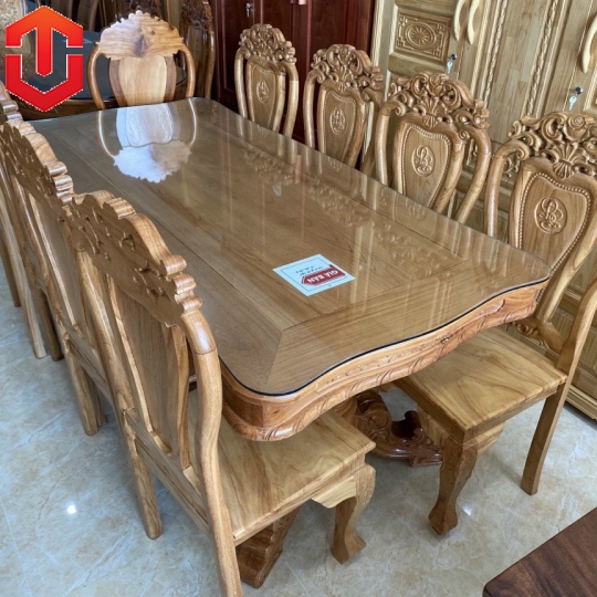 BÀN ĂN BÁNH TÂY GỖ GÕ ĐỎ 8 GHẾ