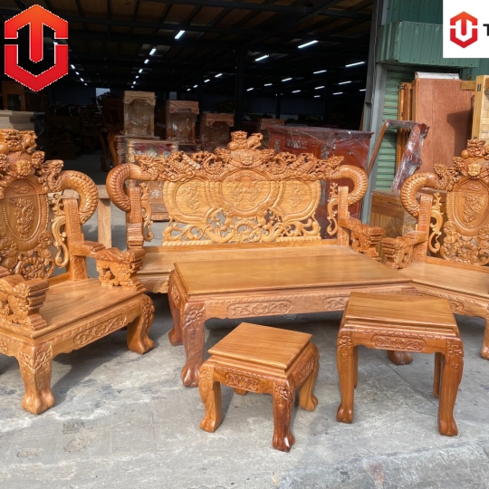 SALON RỒNG KHUỲNH GÕ ĐỎ C12 - CAO CẤP