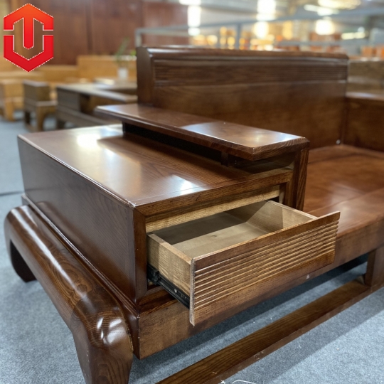 SOFA 2 VĂNG ĐÙI GÀ SỒI MÀU ÓC CHÓ - VẾ TRÁI