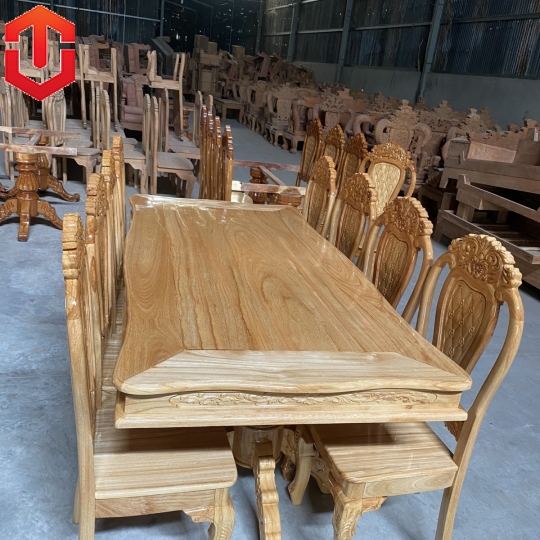BÀN ĂN BÁNH TÂY GỖ GÕ ĐỎ 8 GHẾ