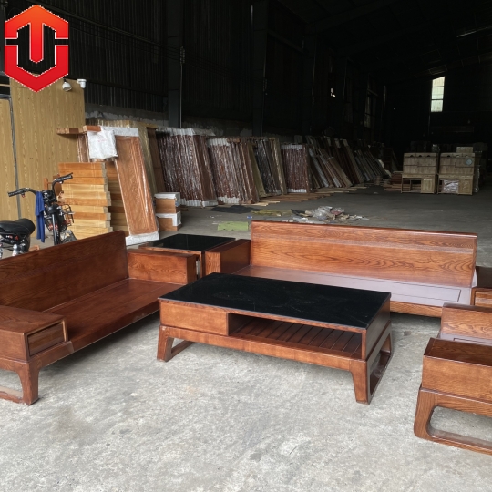 SOFA  2 VĂNG CHÂN CHOÃI SỒI MÀU ÓC CHÓ - VẾ TRÁI