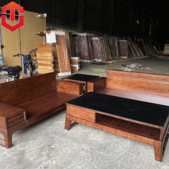 SOFA  2 VĂNG CHÂN CHOÃI SỒI MÀU ÓC CHÓ - VẾ TRÁI