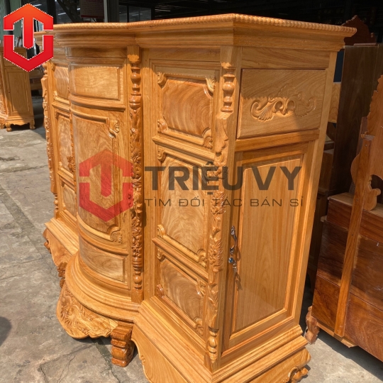TỦ THỜ BỤNG PHỆ TRƠN GÕ ĐỎ 1M97 - TỦ THỜ GÕ ĐỎ CAO CẤP 