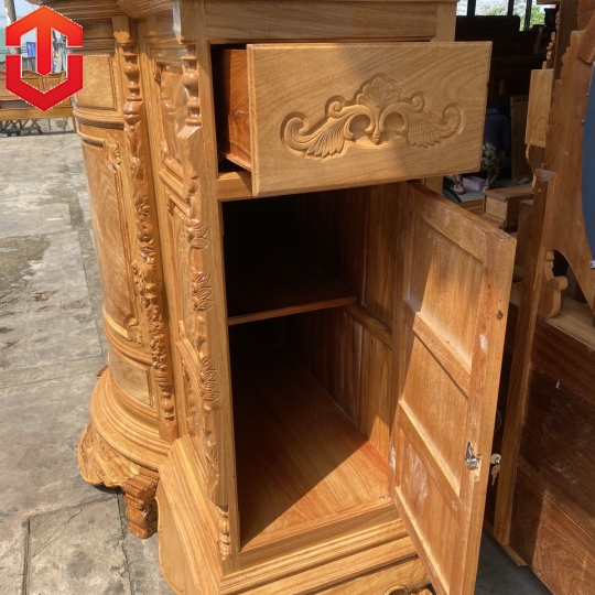 TỦ THỜ BỤNG PHỆ TRƠN GÕ ĐỎ 1M97 - TỦ THỜ GÕ ĐỎ CAO CẤP 