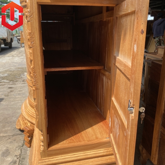 TỦ THỜ BỤNG PHỆ TRƠN GÕ ĐỎ 1M97 - TỦ THỜ GÕ ĐỎ CAO CẤP 