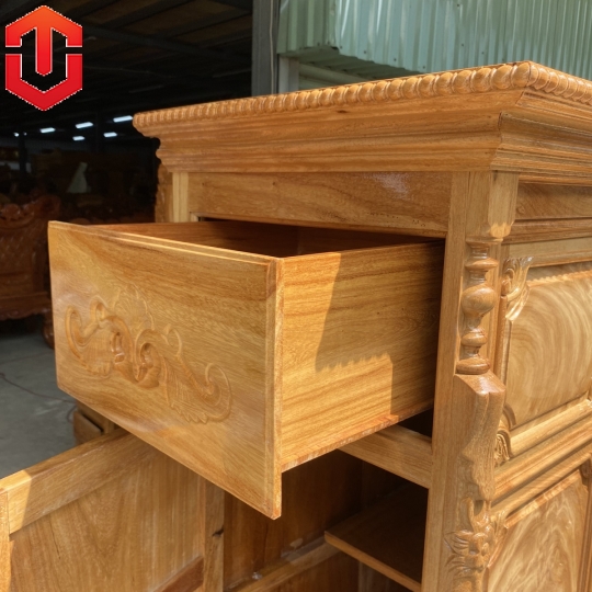 TỦ THỜ BỤNG PHỆ TRƠN GÕ ĐỎ 1M97 - TỦ THỜ GÕ ĐỎ CAO CẤP 