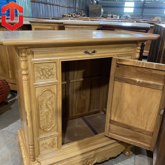 TỦ THỜ CHẠM TAM ĐA GÕ ĐỎ 1M27