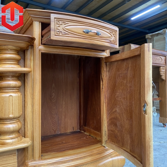 KỆ TIVI CỘT LÕM 2M6 GÕ ĐỎ