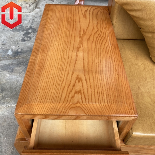 SOFA GÓC CHÂN CUỐN GỖ SỒI LAU MÀU HƯƠNG VÀNG - VẾ PHẢI