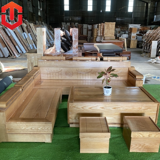 SOFA GÓC XÍCH XE TĂNG SỒI LAU MÀU HƯƠNG 