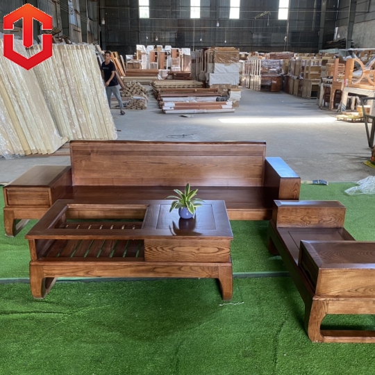 SOFA 1 VĂNG GỖ SỒI LAU MÀU ÓC CHÓ - VẾ PHẢI