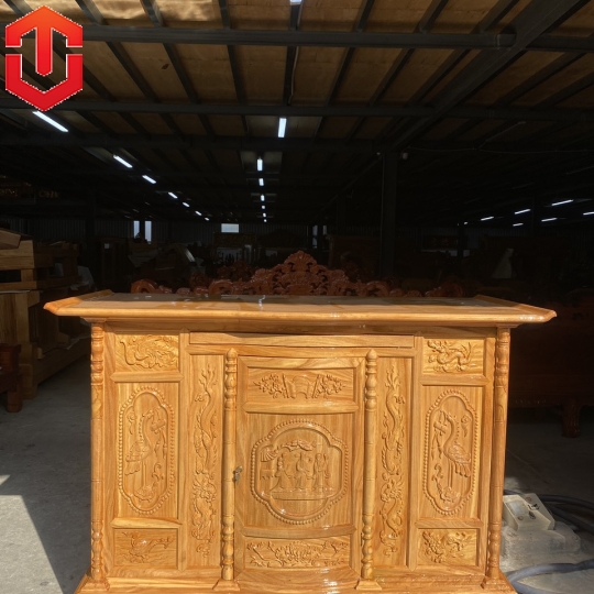 TỦ THỜ CHẠM TAM ĐA GÕ ĐỎ 1M75