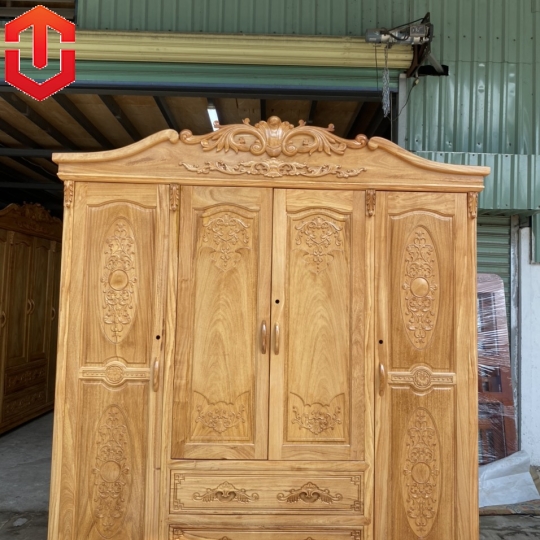 TỦ ÁO NỮ HOÀNG GÕ ĐỎ 4 CÁNH 2M
