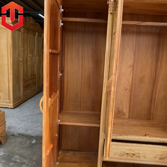 TỦ ÁO NỮ HOÀNG GÕ ĐỎ 4 CÁNH 2M