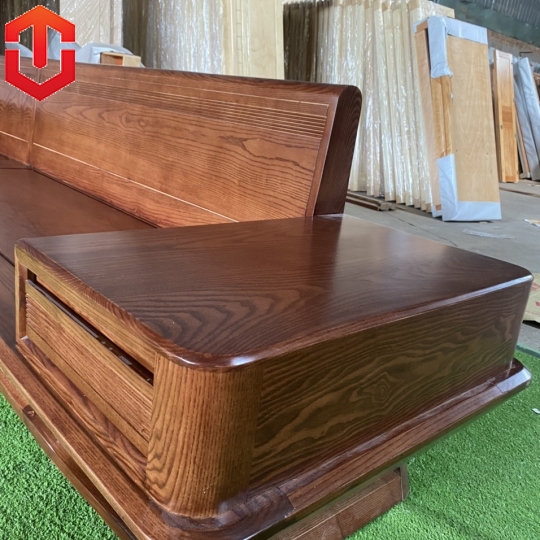 SOFA GÓC CHÂN THUYỀN SỒI LAU MÀU ÓC CHÓ VẾ TRÁI