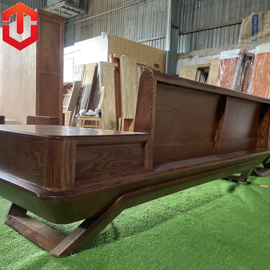 SOFA GÓC CHÂN THUYỀN SỒI LAU MÀU ÓC CHÓ VẾ TRÁI