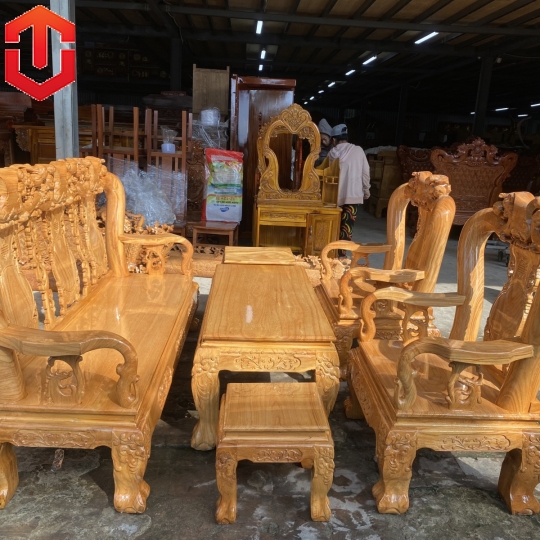 SALON ĐÀO TAY CONG CỘT 12 6 MÓN GÕ ĐỎ