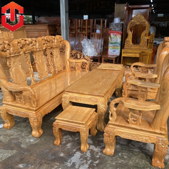 SALON ĐÀO TAY CONG CỘT 12 6 MÓN GÕ ĐỎ