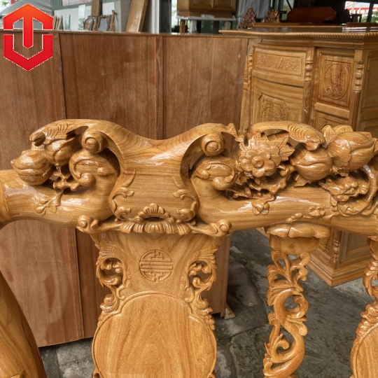SALON ĐÀO TAY CONG CỘT 12 6 MÓN GÕ ĐỎ