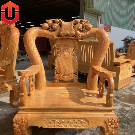 SALON ĐÀO TAY CONG CỘT 12 6 MÓN GÕ ĐỎ