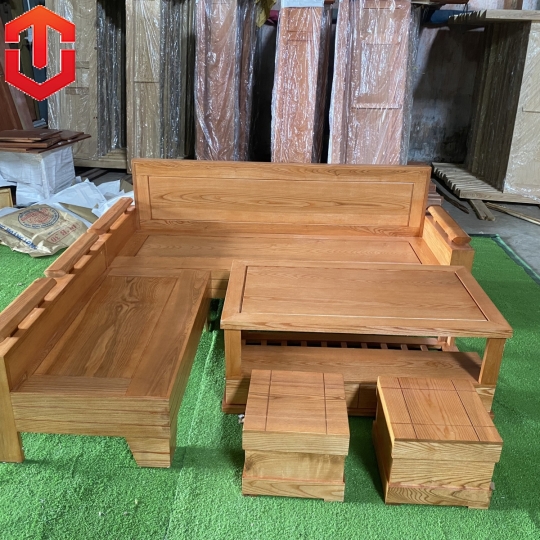 SOFA GÓC NHỎ TỰA TRƠN SỒI LAU MÀU HƯƠNG VÀNG 2MX1M8