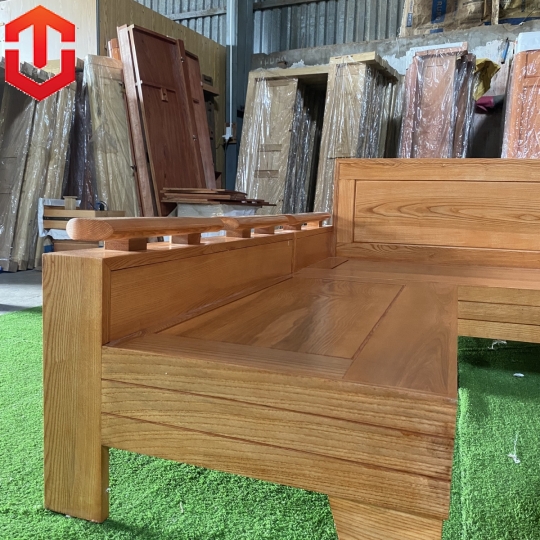 SOFA GÓC NHỎ TỰA TRƠN SỒI LAU MÀU HƯƠNG VÀNG 2MX1M8