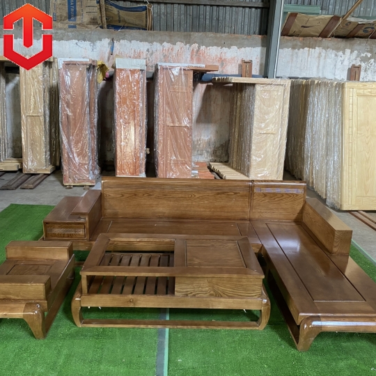 SOFA GÓC ĐÙI GÀ SỒI LAU MÀU ÓC CHÓ - VẾ PHẢI