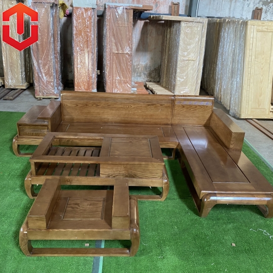 SOFA GÓC ĐÙI GÀ SỒI LAU MÀU ÓC CHÓ - VẾ PHẢI
