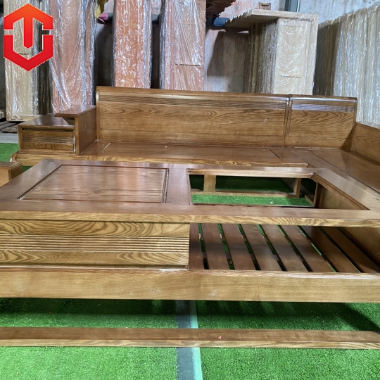 SOFA GÓC ĐÙI GÀ SỒI LAU MÀU ÓC CHÓ - VẾ PHẢI