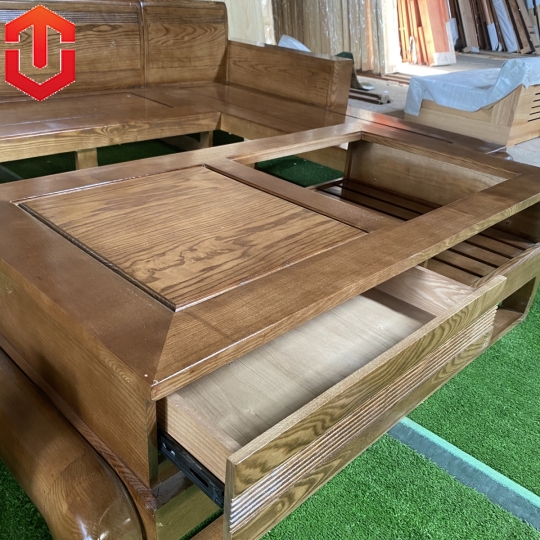 SOFA GÓC ĐÙI GÀ SỒI LAU MÀU ÓC CHÓ - VẾ PHẢI