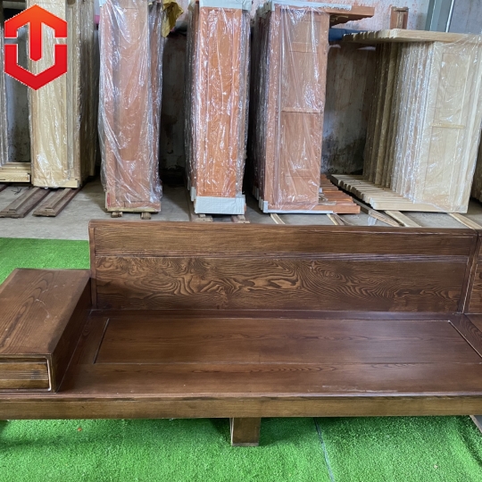 SOFA GÓC CHÂN CHOÃI SỒI LAU MÀU ÓC CHÓ - VẾ PHẢI