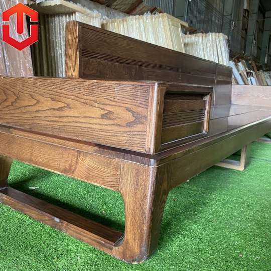 SOFA GÓC CHÂN CHOÃI SỒI LAU MÀU ÓC CHÓ - VẾ PHẢI