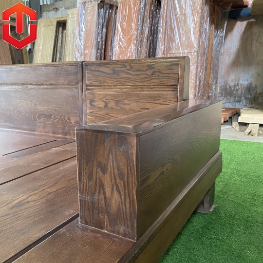 SOFA GÓC CHÂN CHOÃI SỒI LAU MÀU ÓC CHÓ - VẾ PHẢI