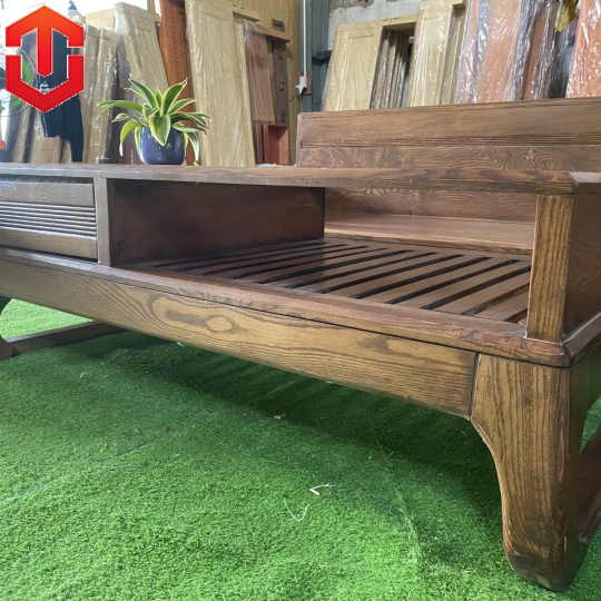 SOFA GÓC CHÂN CHOÃI SỒI LAU MÀU ÓC CHÓ - VẾ PHẢI