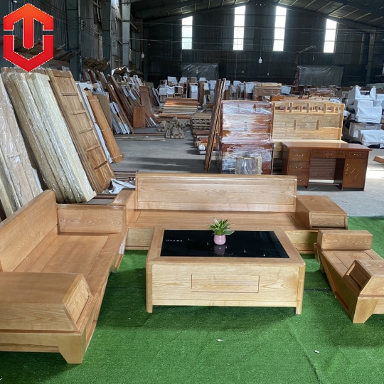 SOFA 2 VĂNG THUYỀN SỒI LAU MÀU HƯƠNG VÀNG - VẾ TRÁI