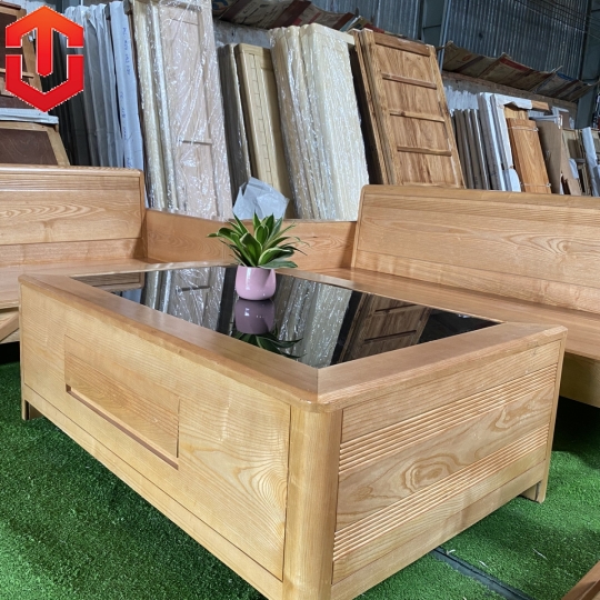 SOFA 2 VĂNG THUYỀN SỒI LAU MÀU HƯƠNG VÀNG - VẾ TRÁI