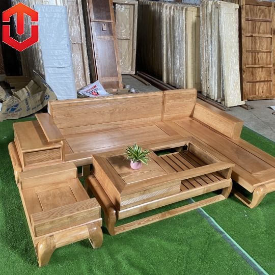 SOFA GÓC ĐÙI GÀ SỒI LAU MÀU HƯƠNG VÀNG - VẾ PHẢI