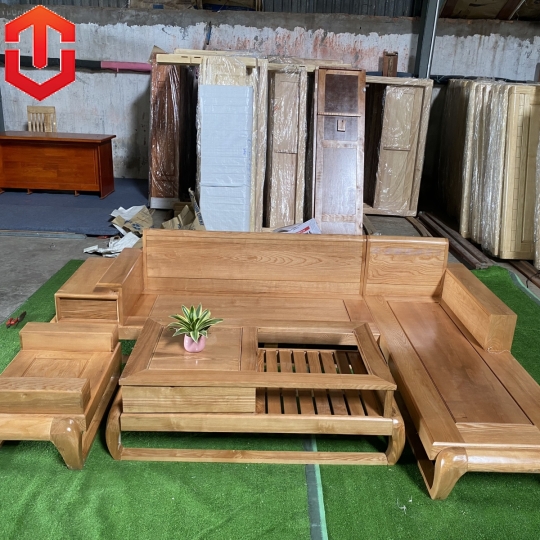 SOFA GÓC ĐÙI GÀ SỒI LAU MÀU HƯƠNG VÀNG - VẾ PHẢI