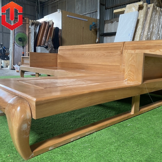 SOFA GÓC ĐÙI GÀ SỒI LAU MÀU HƯƠNG VÀNG - VẾ PHẢI