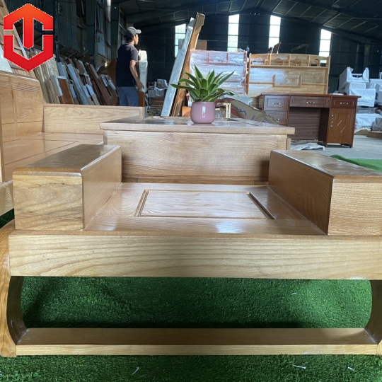 SOFA GÓC ĐÙI GÀ SỒI LAU MÀU HƯƠNG VÀNG - VẾ PHẢI