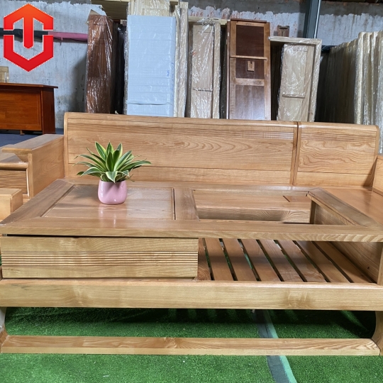 SOFA GÓC ĐÙI GÀ SỒI LAU MÀU HƯƠNG VÀNG - VẾ PHẢI
