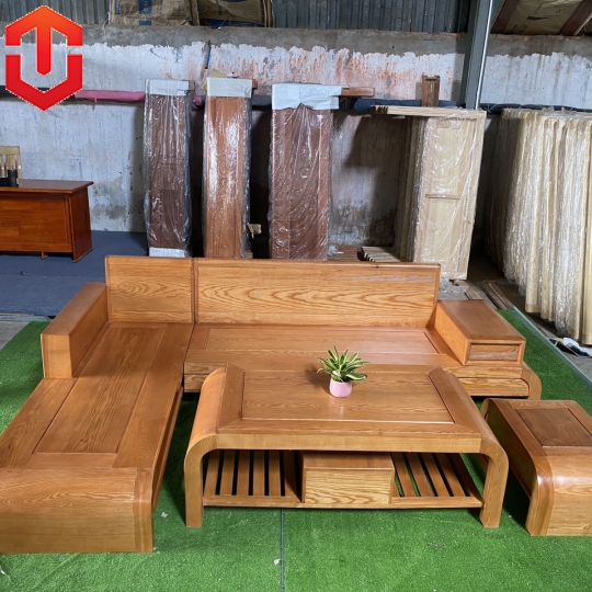 SOFA GÓC CHÂN CUỐN SỒI LAU MÀU HƯƠNG VÀNG - VẾ TRÁI