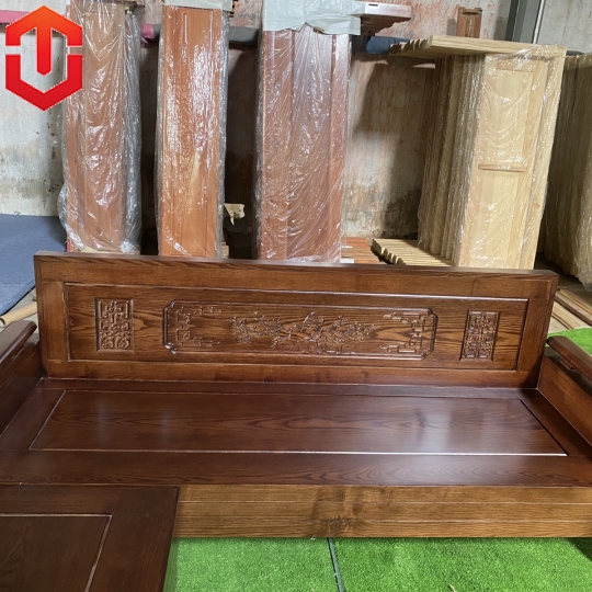 SOFA GÓC NHỎ 2Mx1M8 SỒI TỰA ĐỤC CẢNH LAU MÀU ÓC CHÓ