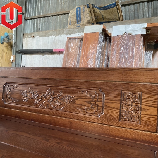 SOFA GÓC NHỎ 2Mx1M8 SỒI TỰA ĐỤC CẢNH LAU MÀU ÓC CHÓ