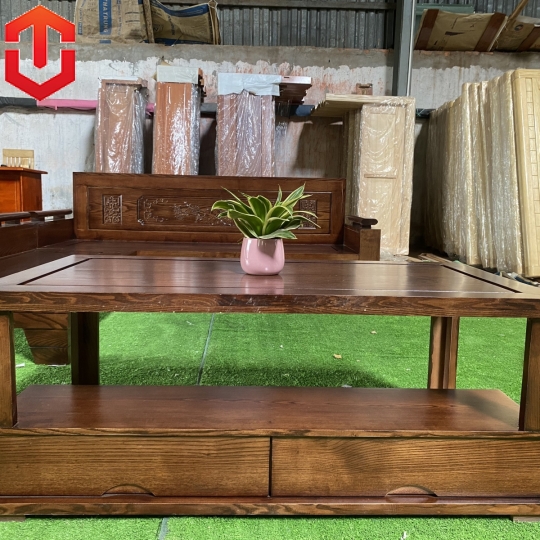 SOFA GÓC NHỎ 2Mx1M8 SỒI TỰA ĐỤC CẢNH LAU MÀU ÓC CHÓ