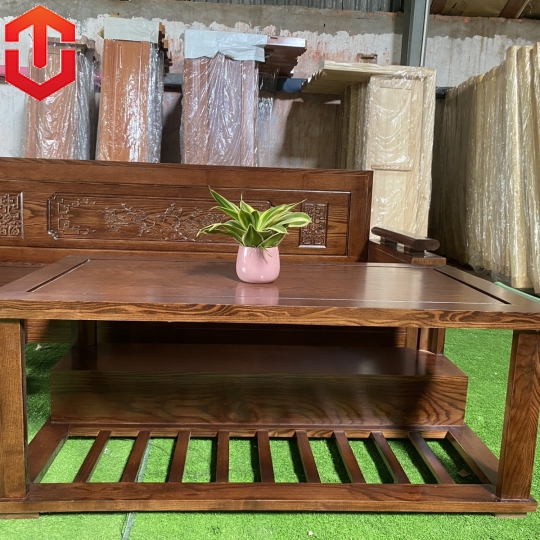 SOFA GÓC NHỎ 2Mx1M8 SỒI TỰA ĐỤC CẢNH LAU MÀU ÓC CHÓ