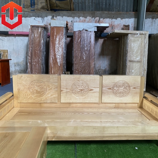 SOFA GÓC NHỎ SỒI 2Mx1M8 MÀU TỰ NHIÊN TỰA TRỐNG ĐỒNG
